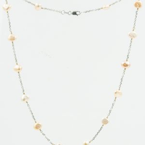 Estate Cultured Pearl and White Gold Necklace
