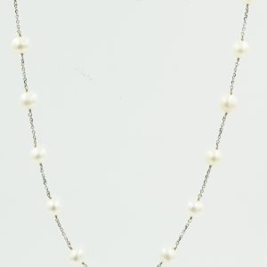 Estate White Gold and Pearl Necklace
