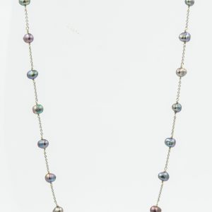 Estate White Gold and Cultured Pearl Necklace
