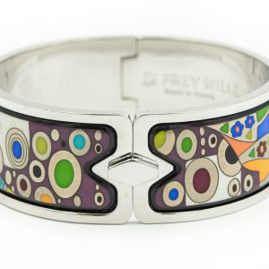 Estate Contemporary Sterling Silver and Enamel Bangle Bracelet by Frey Wille
