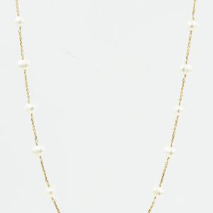 Estate Yellow Gold and Pearl Necklace