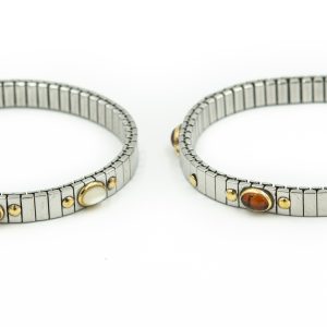 Estate Zopin Yellow Gold and Stainless Steel Flex Bracelets