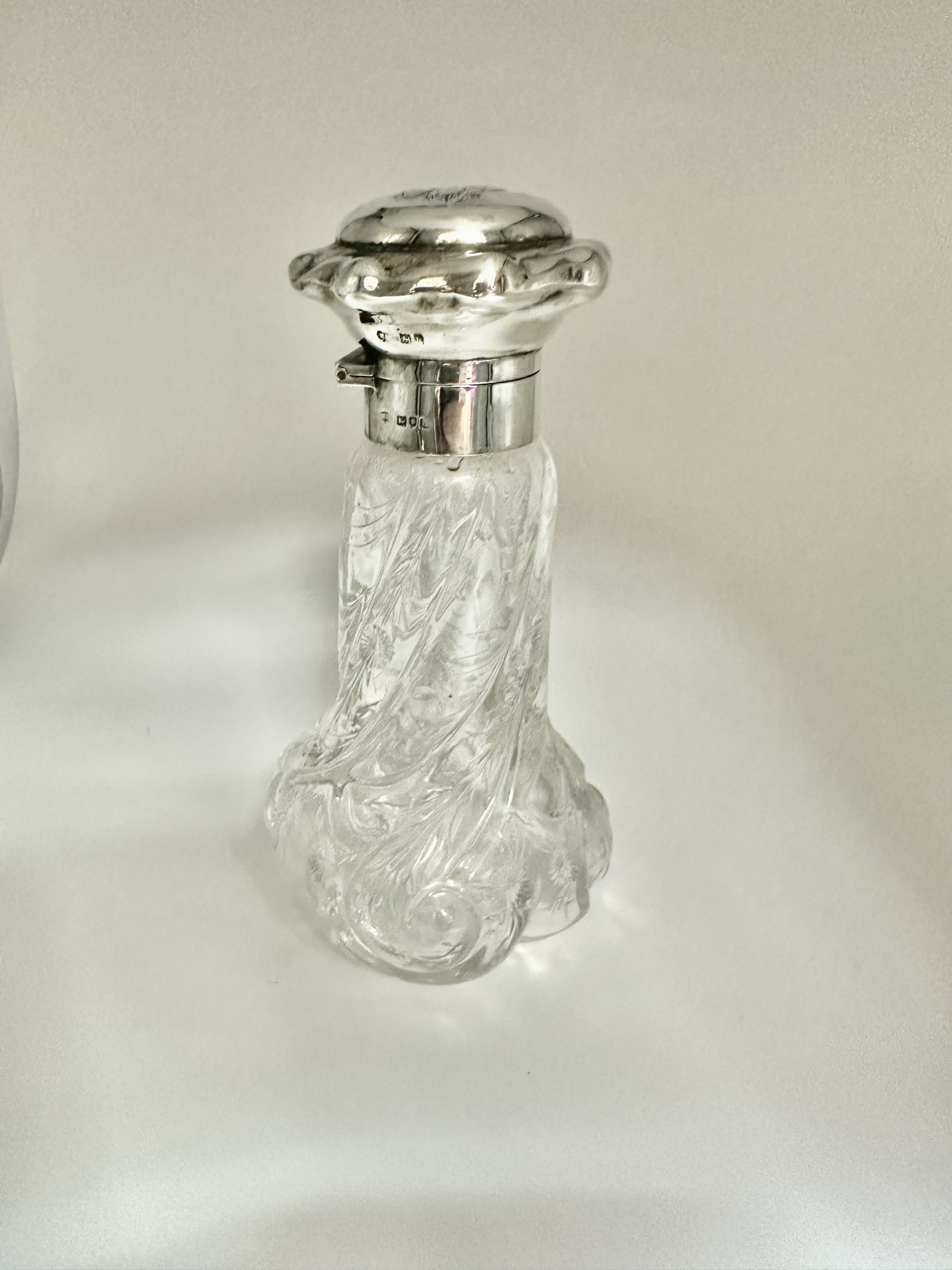Wrythen Glass and Sterling Silver Perfume Bottle
