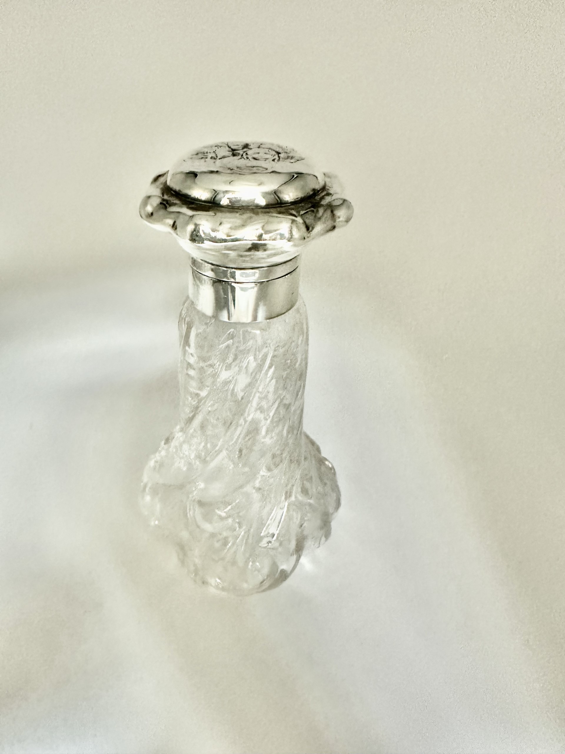 Wrythen Glass and Sterling Silver Perfume Bottle