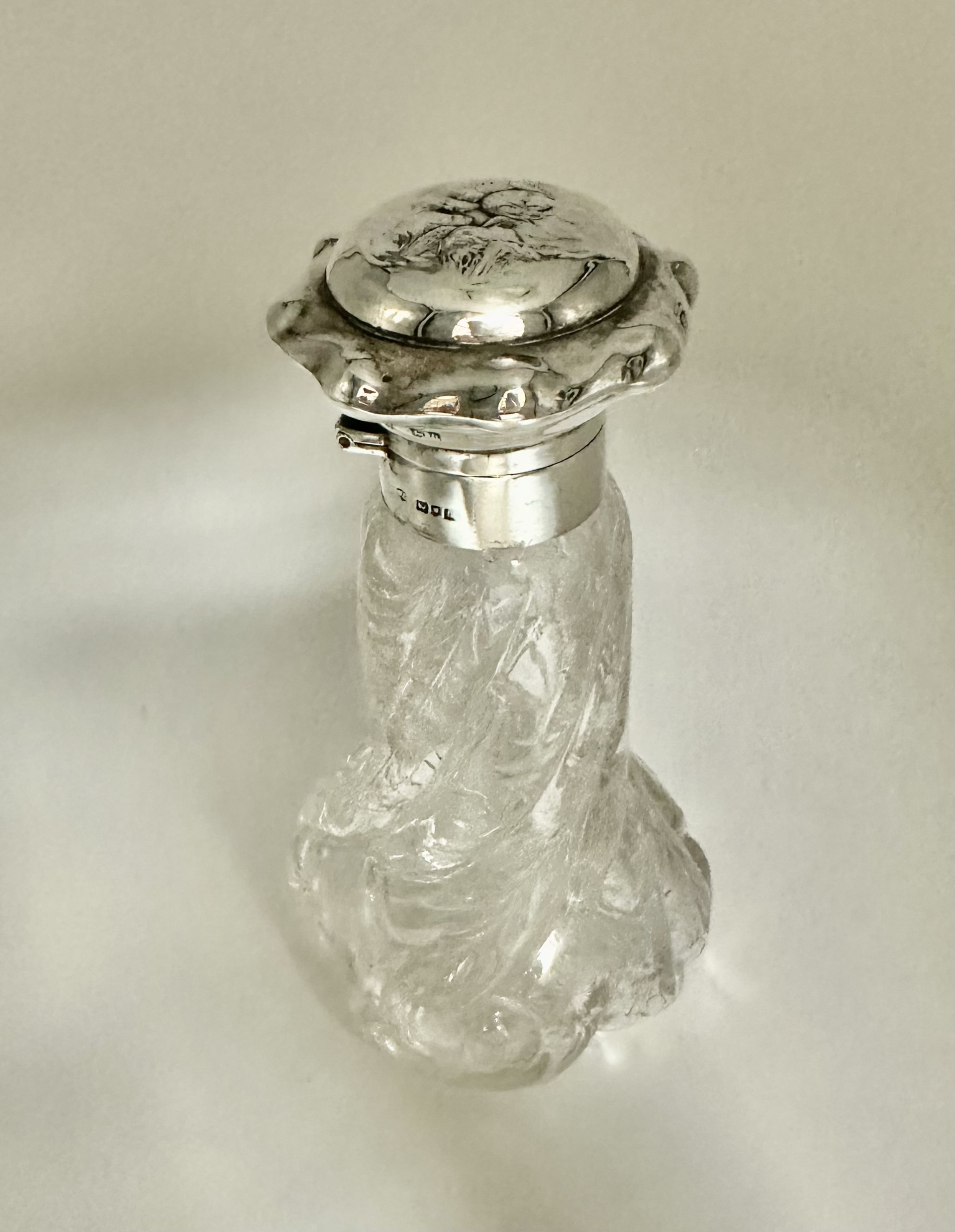Wrythen Glass and Sterling Silver Perfume Bottle