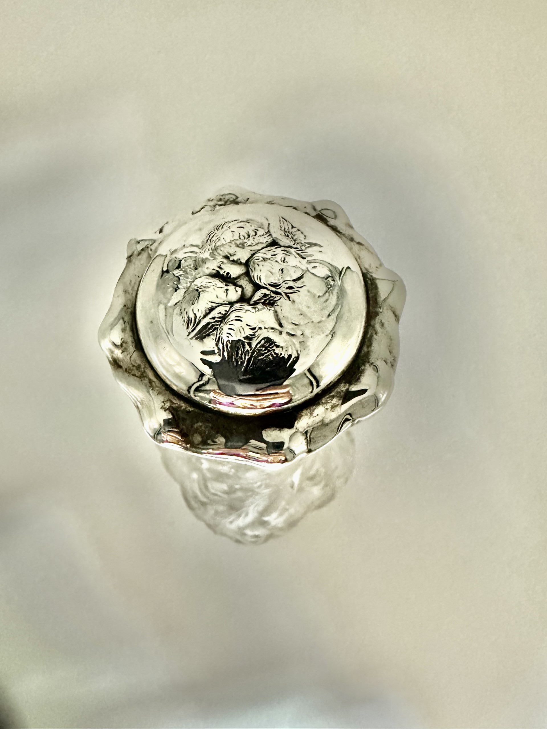 Wrythen Glass and Sterling Silver Perfume Bottle