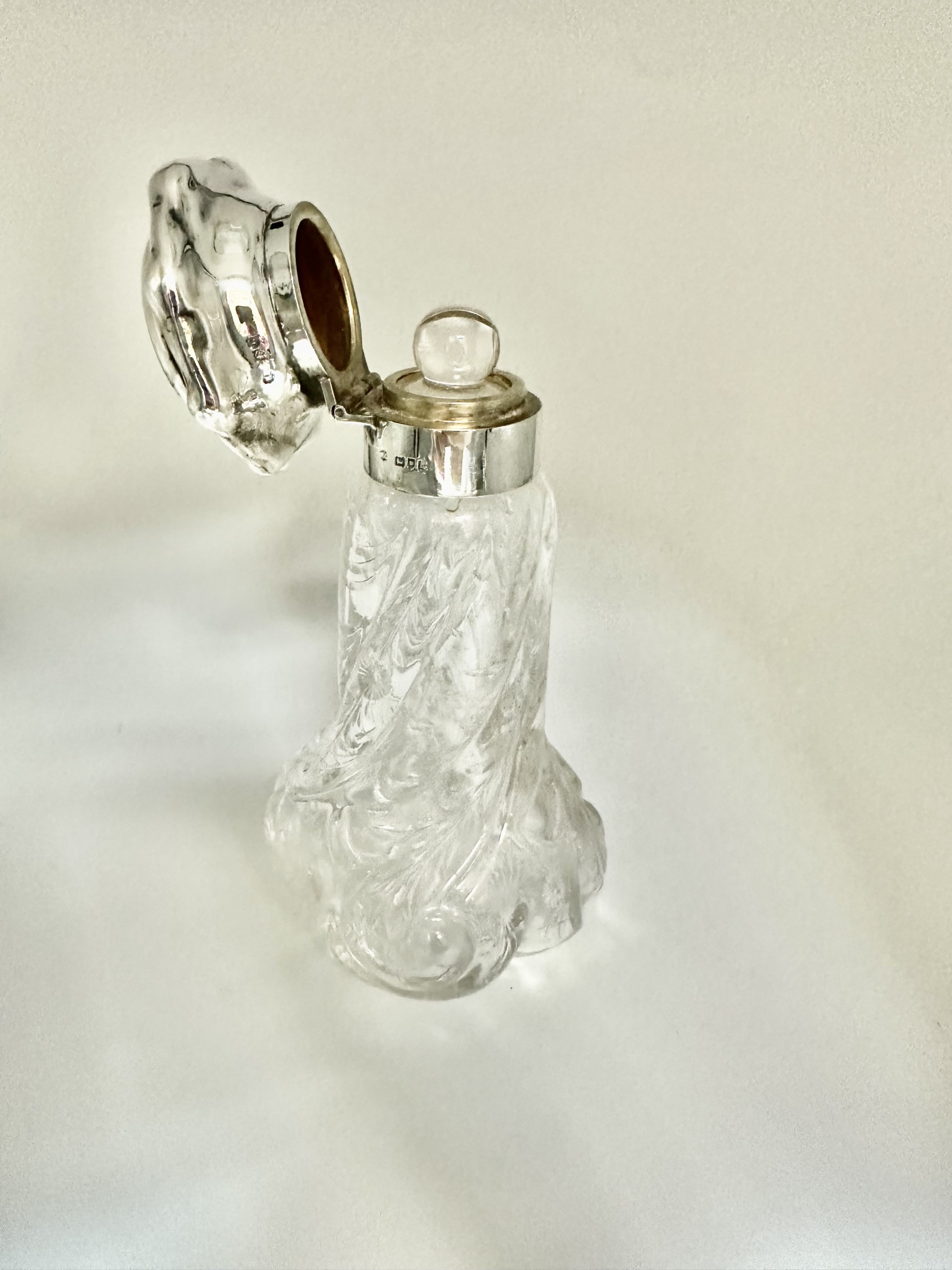 Wrythen Glass and Sterling Silver Perfume Bottle