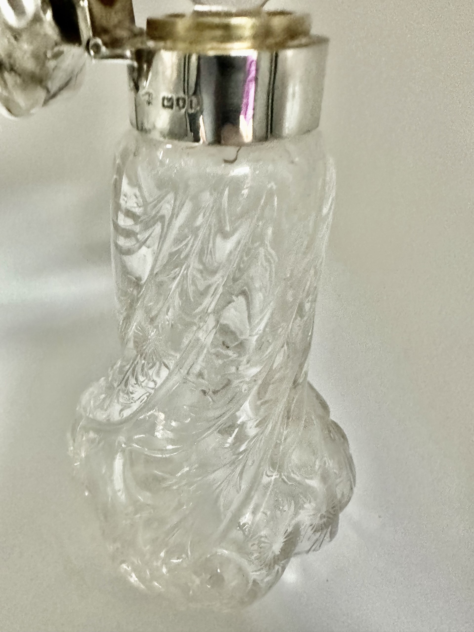 Wrythen Glass and Sterling Silver Perfume Bottle
