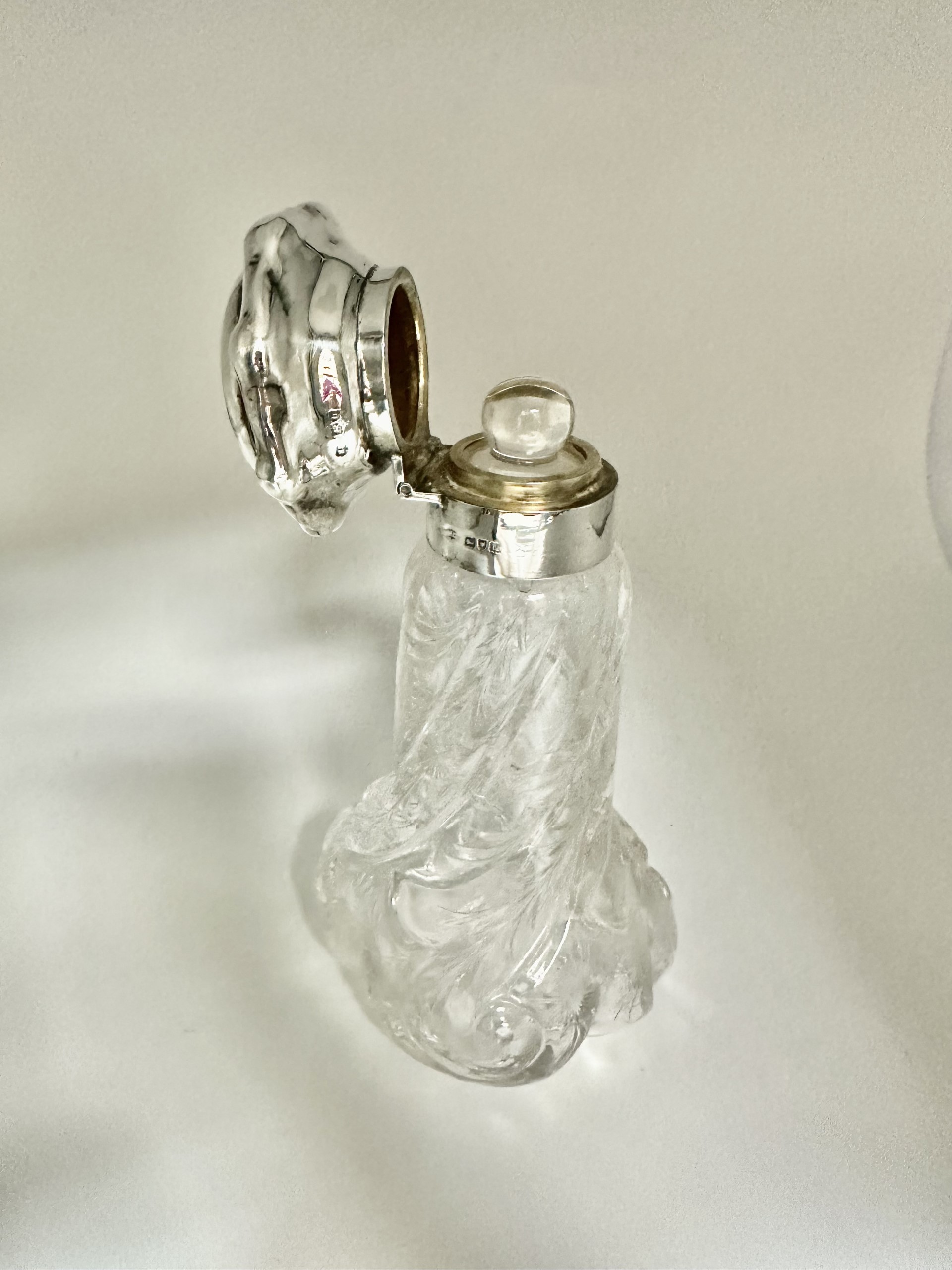 Wrythen Glass and Sterling Silver Perfume Bottle