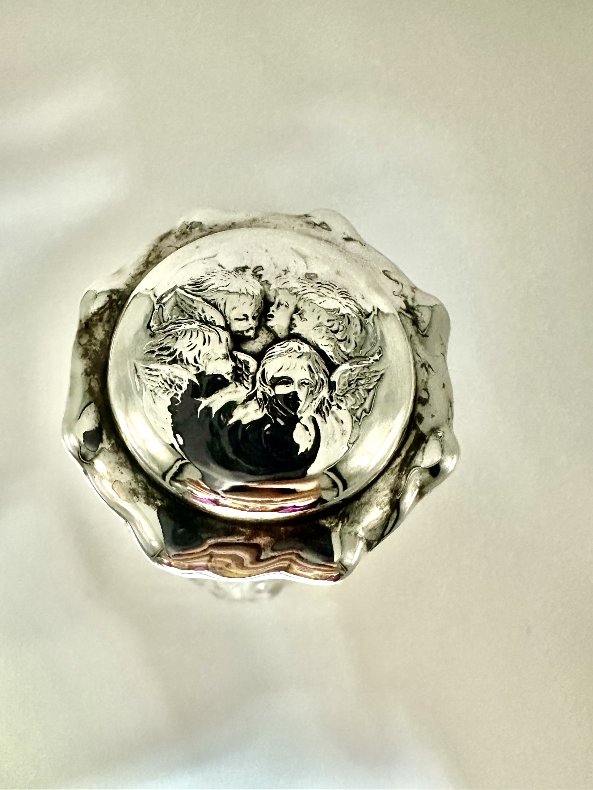 Wrythen Glass and Sterling Silver Perfume Bottle