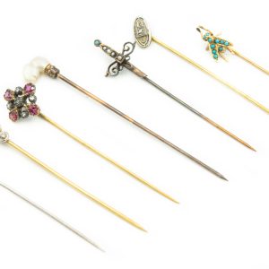 Estate Collection of (7) Yellow Gold Stick Pins