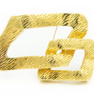 Estate Rare and Unusual Yellow Gold Geometric Brooch by Wade