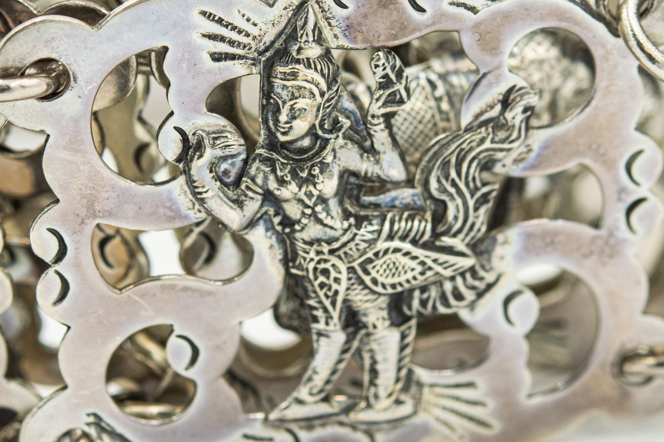 Unusual Estate Sterling Silver Siam Thai Belt