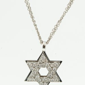 Estate White Gold and Diamond Star of David Necklace