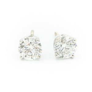 Estate White Gold and Diamond Stud Earrings