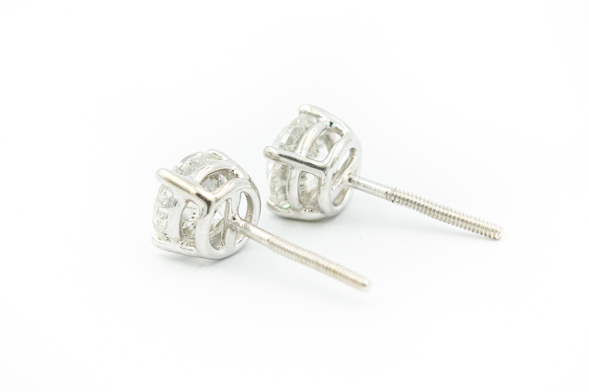 Estate White Gold and Diamond Stud Earrings
