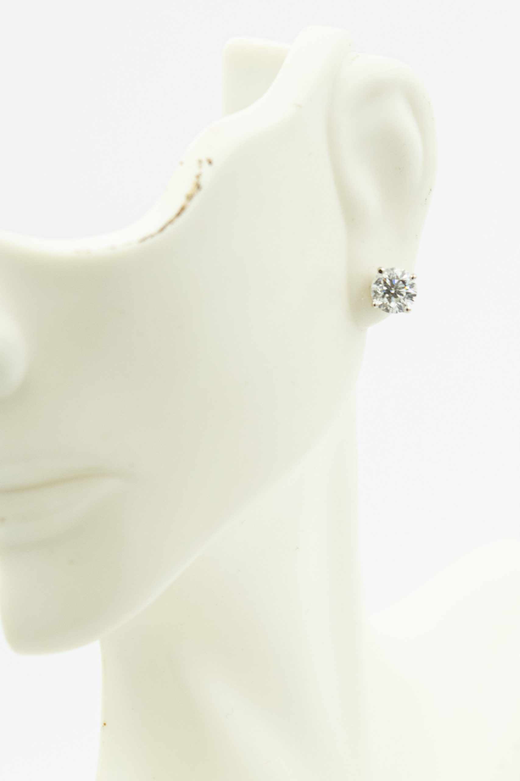 Estate White Gold and Diamond Stud Earrings