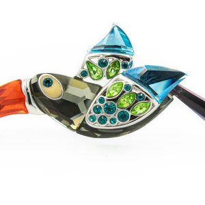 Estate Sterling Silver Toucan Brooch By Swarovski