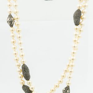 Estate Cultured Pearl and Diamond Necklace
