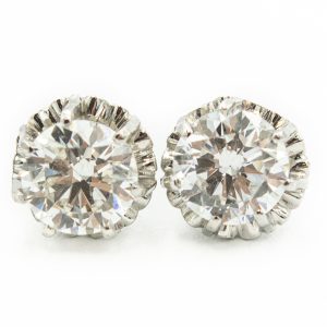 Estate Platinum and Diamond Studs Earrings
