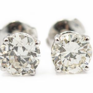 Estate White Gold and Diamond Stud Earrings