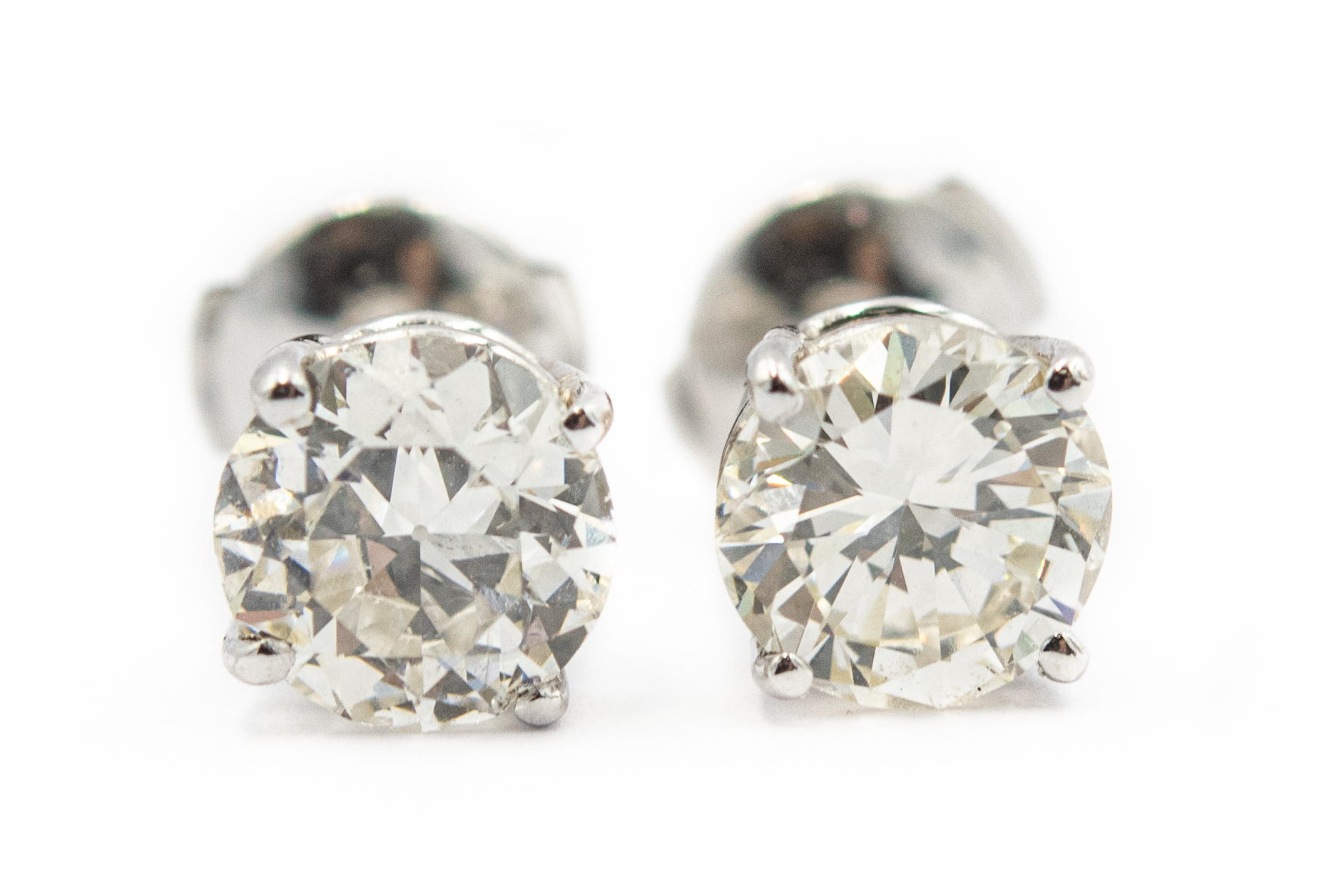 Estate White Gold and Diamond Stud Earrings