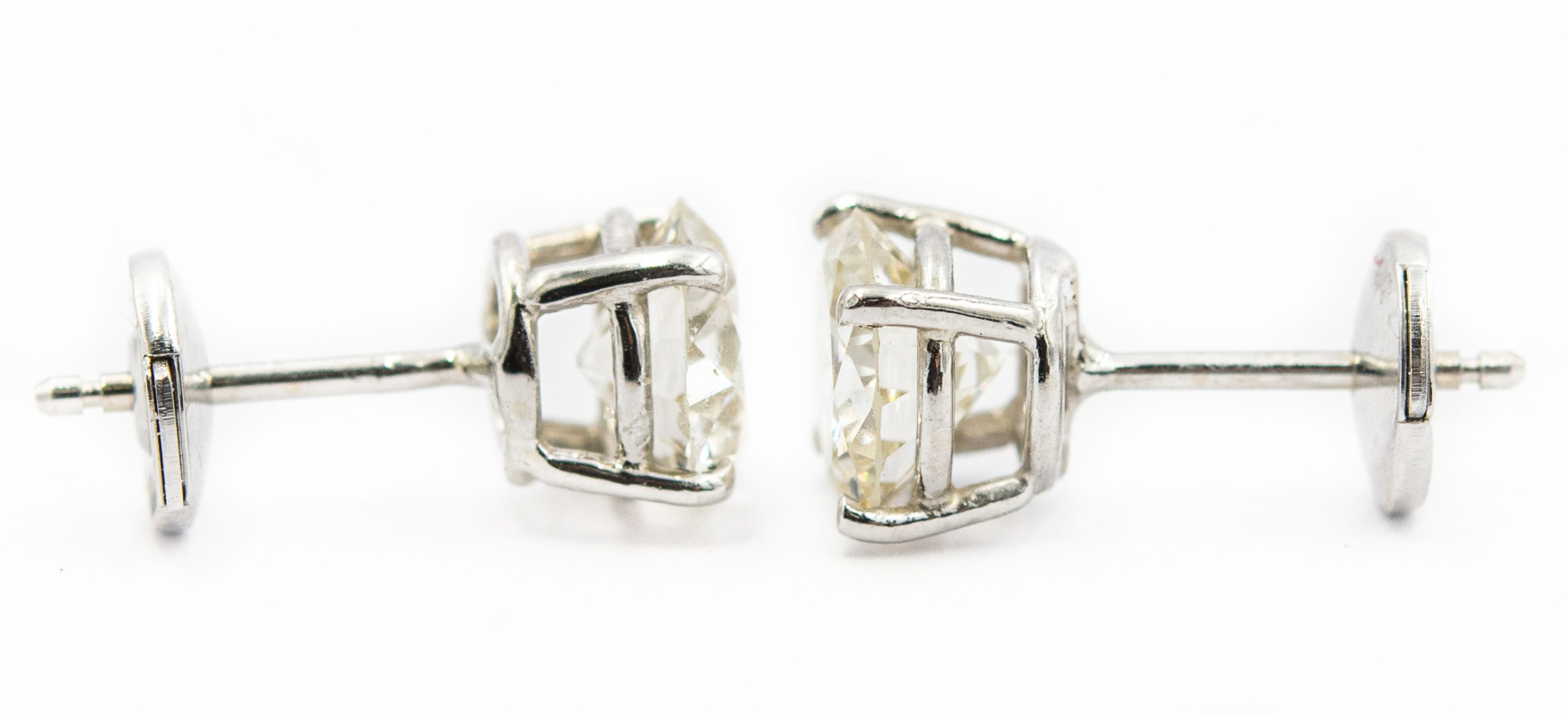 Estate White Gold and Diamond Stud Earrings