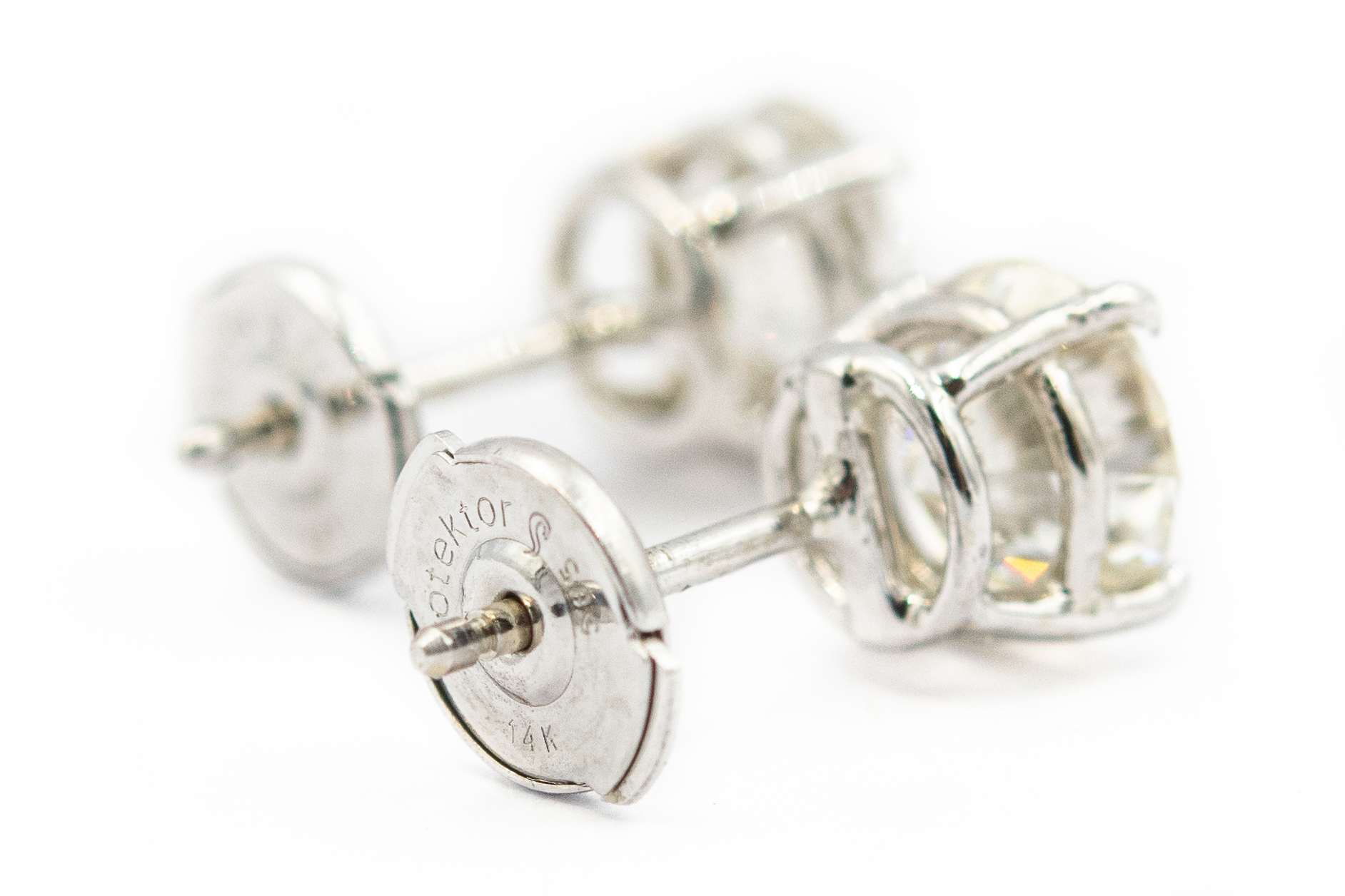 Estate White Gold and Diamond Stud Earrings