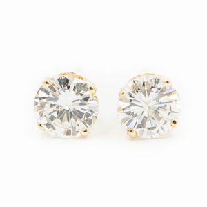 Estate Yellow Gold and Diamond Stud Earrings