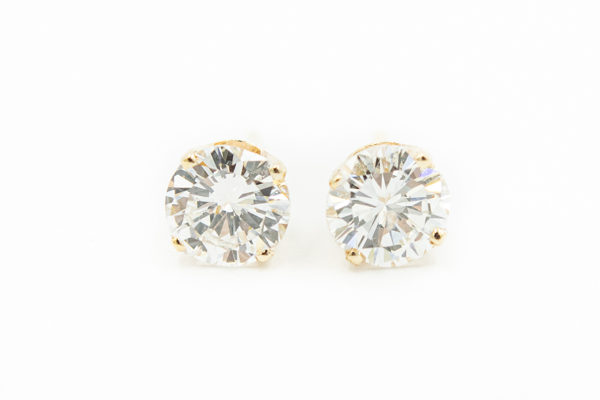 Estate Yellow Gold and Diamond Stud Earrings