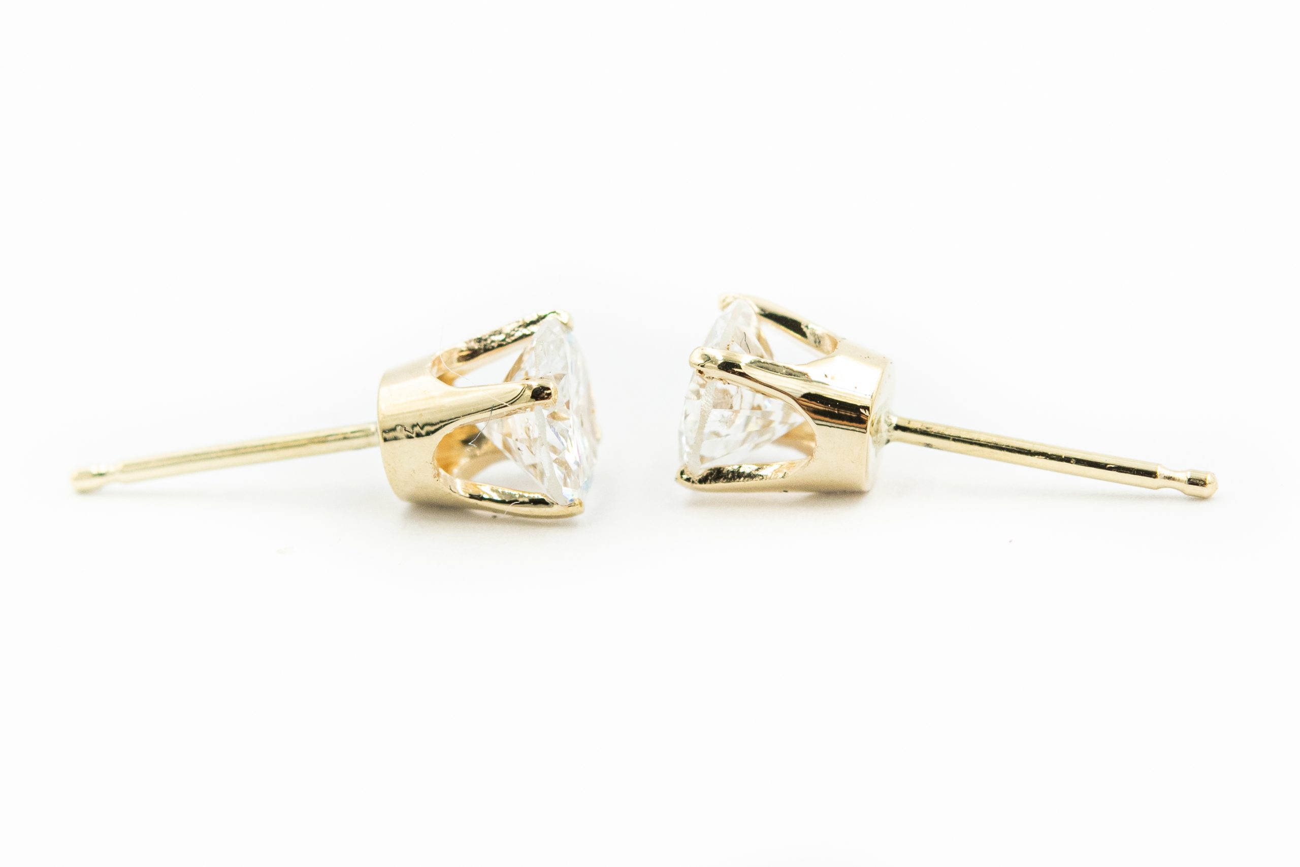 Estate Yellow Gold and Diamond Stud Earrings
