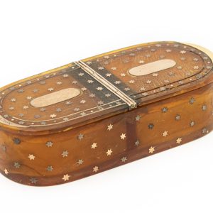 Estate Rare French Victorian Tortoise Shell Golden Star Snuff Box