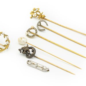 Estate Victorian Collection of (7) American and French Stick Pins