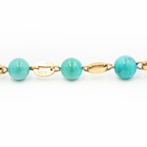 Estate Vintage Yellow Gold and Beaded Turquoise Bracelet