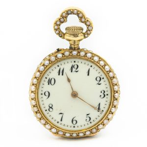 Estate Rare Gold Natural Pearl and Diamond Pendant Watch by Vacheron & Constantin Circa 1900