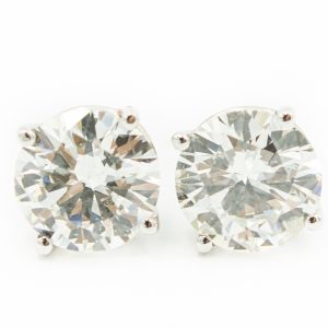 Estate White Gold and Diamond Stud Earrings