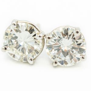 Estate White Gold and Diamond Stud Earrings