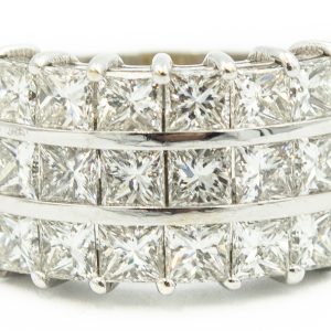 Estate White Gold and Three Row Diamond Ring