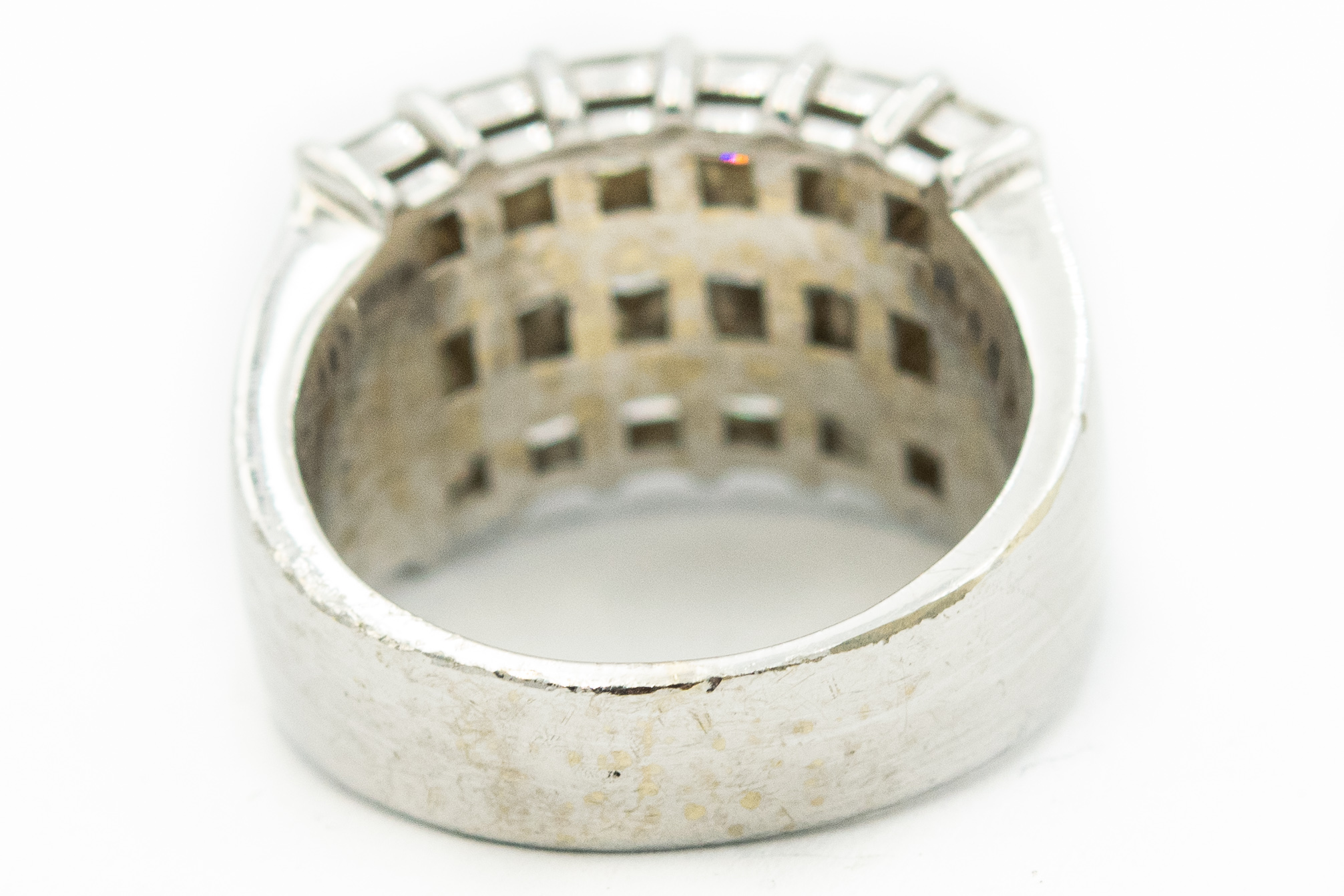 Estate White Gold and Three Row Diamond Ring