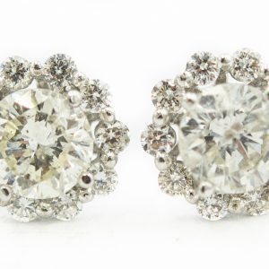 Estate White Gold and Diamond Stud Earrings