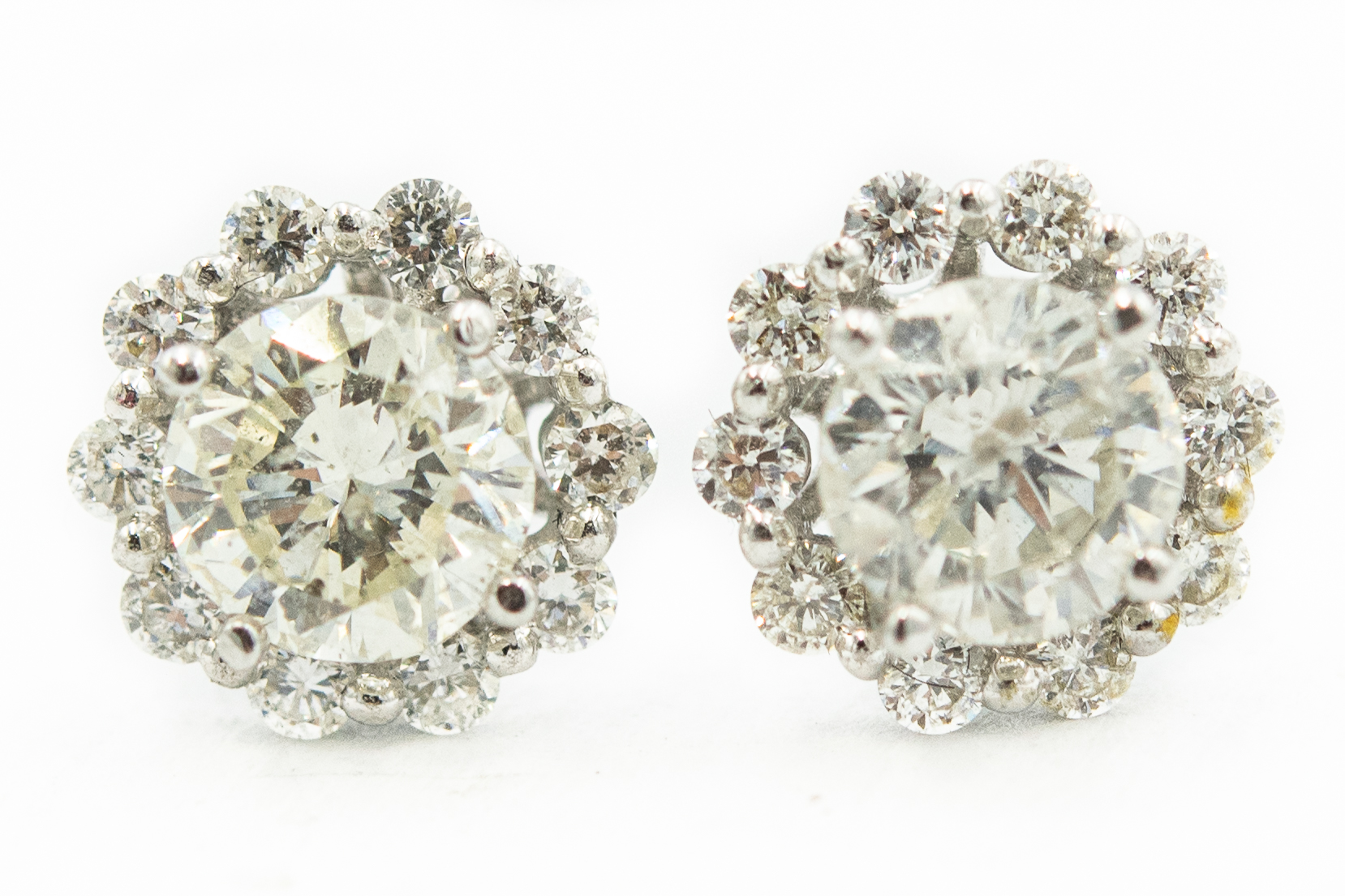 Estate White Gold and Diamond Stud Earrings