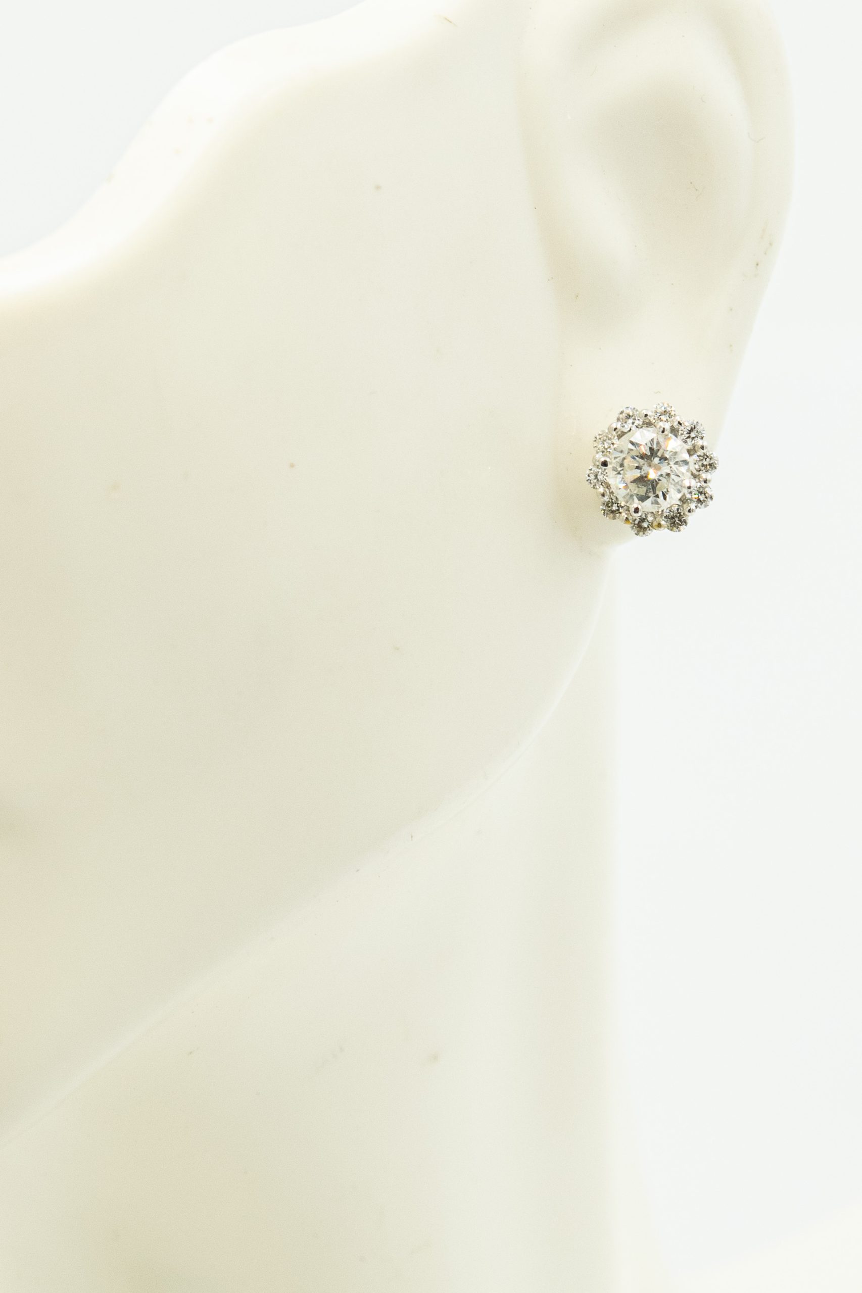 Estate White Gold and Diamond Stud Earrings