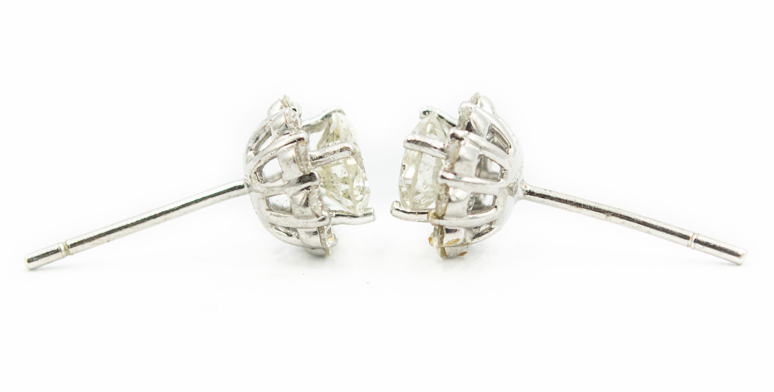 Estate White Gold and Diamond Stud Earrings