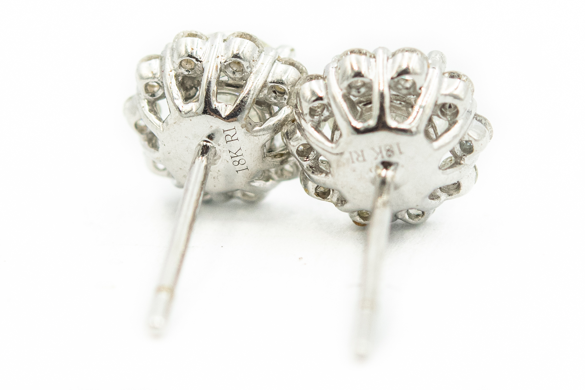 Estate White Gold and Diamond Stud Earrings