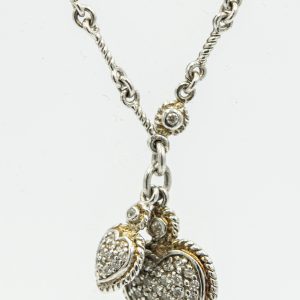 Estate Sterling Silver and CZ Heart Necklace by Judith Ripka