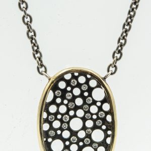 Estate Yellow Gold Sterling Silver and Diamond Necklace