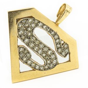 Estate Yellow Gold and Diamond "S" Pendant
