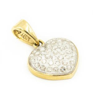 Estate Yellow Gold and Lucite Heart Pendant