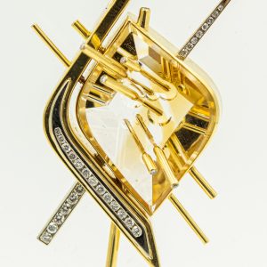 Estate Unique Atelier Munsteiner Fantasy Cut Citrine Diamond Necklace