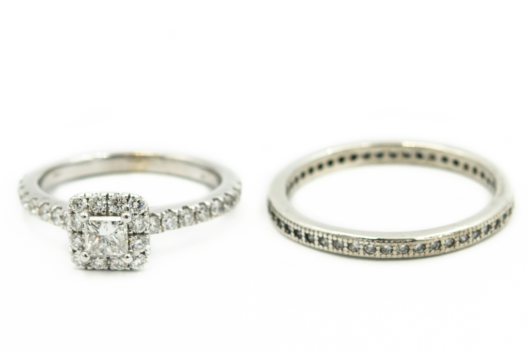 Estate White Gold and Diamond Engagement and Wedding Ring Set
